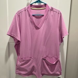 Landau Light Pink V-Neck Scrub Top